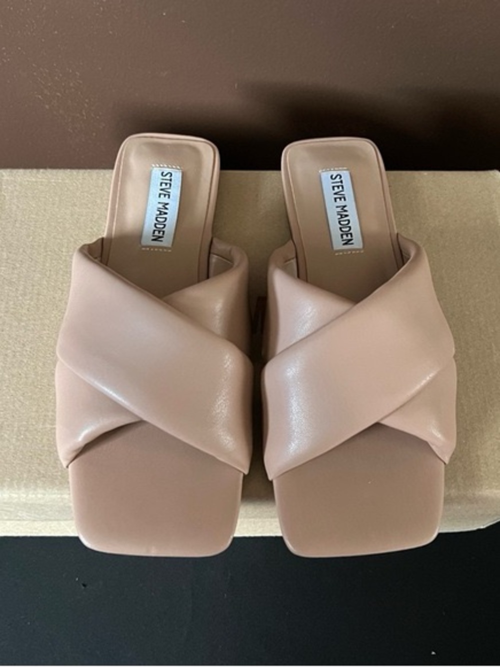 Steve Madden Pink Nude Cross-Band Slide Mules